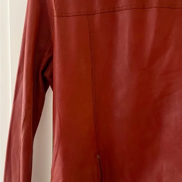 Jakett...etc. Washed Leather Button Front Jacket in Rust - Size Small - Picture 5 of 11